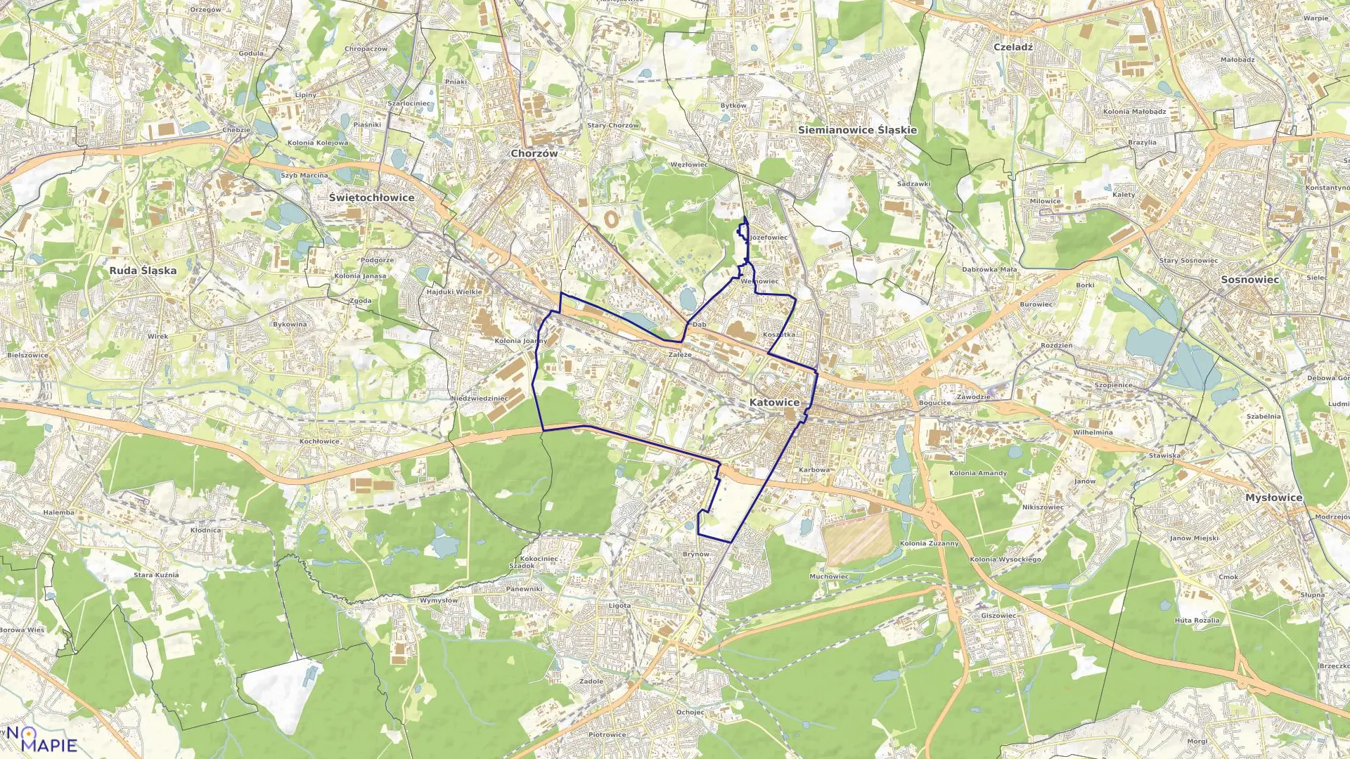 Mapa obrębu Dz. Śródmieście-Załęże w mieście Katowice